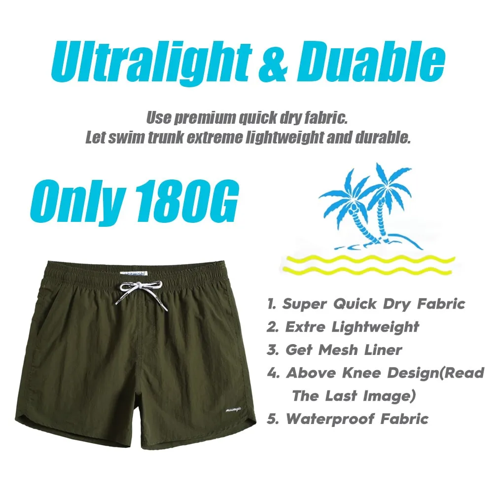 4.5 Inch Solid Nylon Swim Trunks Slim Fit