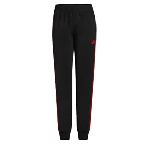 adidas Boys' Elastic Waistband Tricot Jogger, Black with Scarlet, 2T