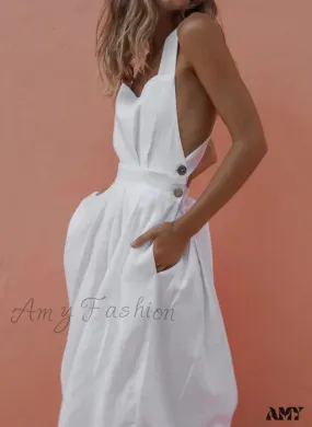 Amy Fashion - Sexy Bow-knot Backless Cross Drawstring Dresses