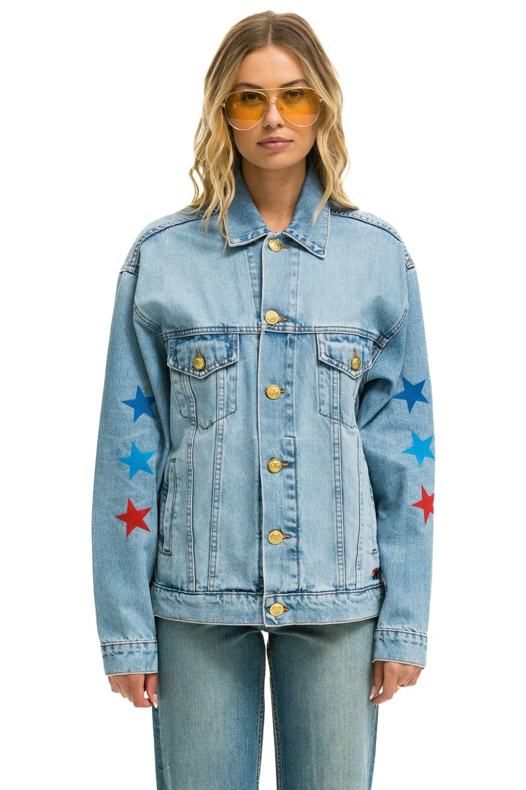 AVIATOR NATION OVERSIZED CONCERT DENIM JACKET - SUPER LIGHT