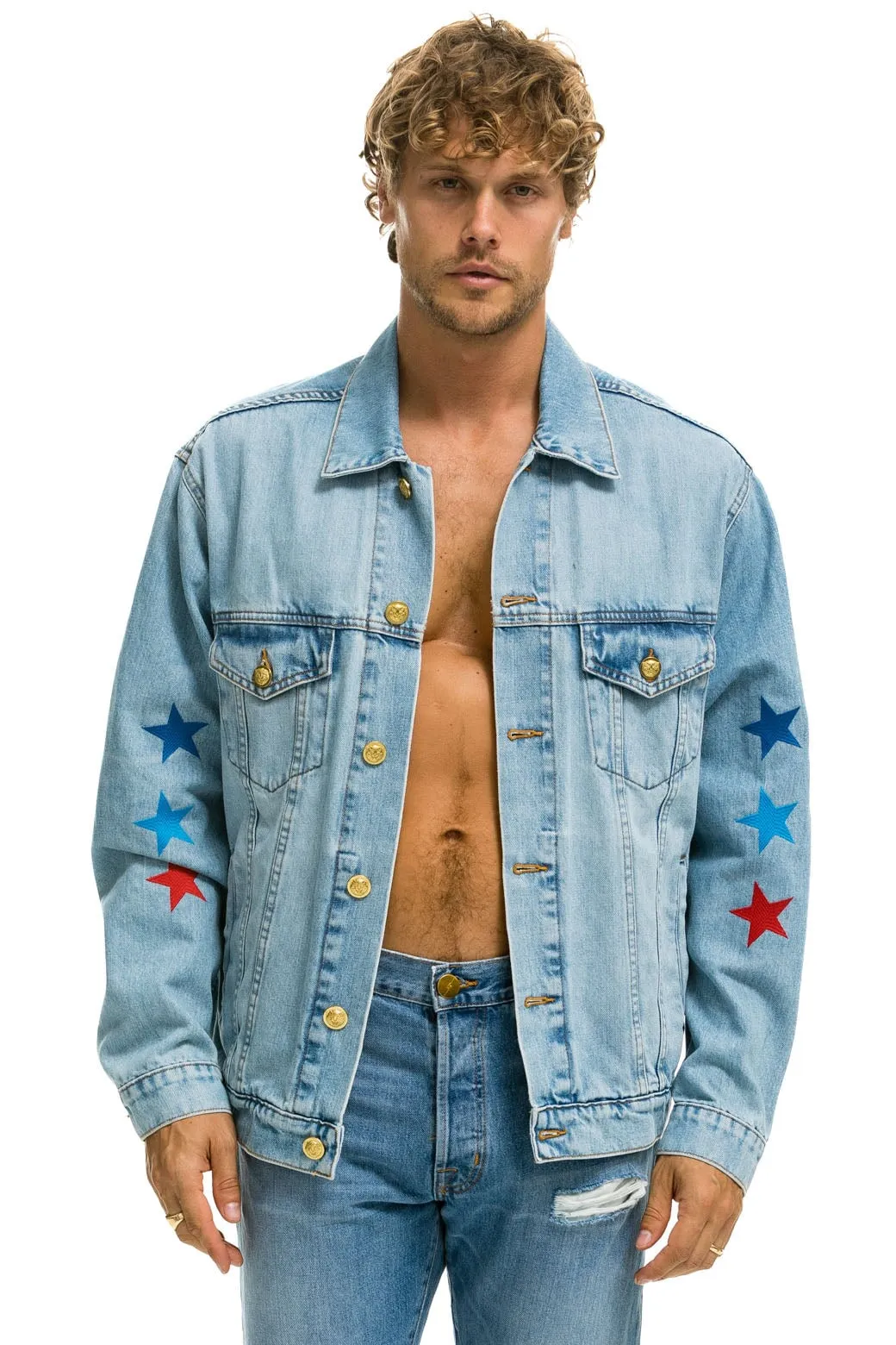 AVIATOR NATION OVERSIZED CONCERT DENIM JACKET - SUPER LIGHT