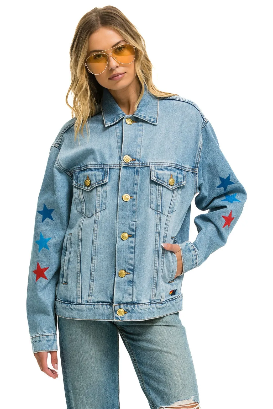 AVIATOR NATION OVERSIZED CONCERT DENIM JACKET - SUPER LIGHT