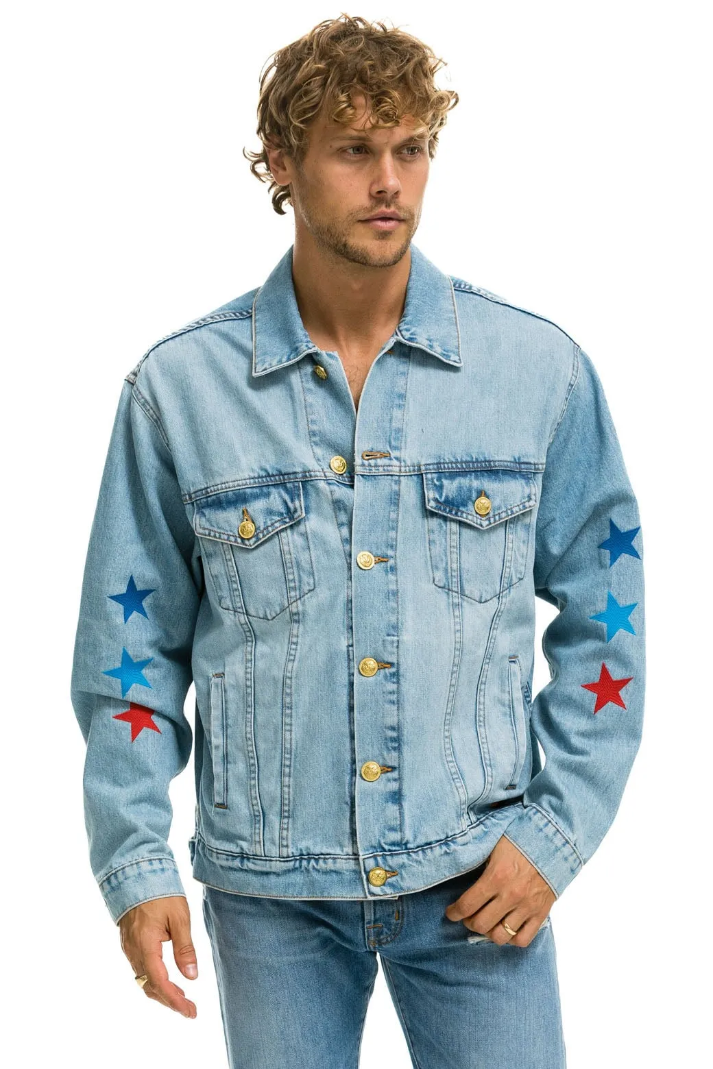 AVIATOR NATION OVERSIZED CONCERT DENIM JACKET - SUPER LIGHT