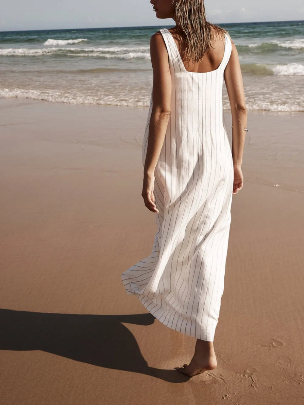 Azure-Stripes Beach Maxi Dress