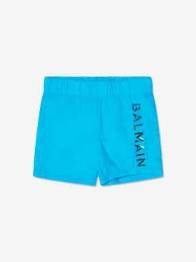 Balmain Baby Boys Logo Swim Shorts in Blue