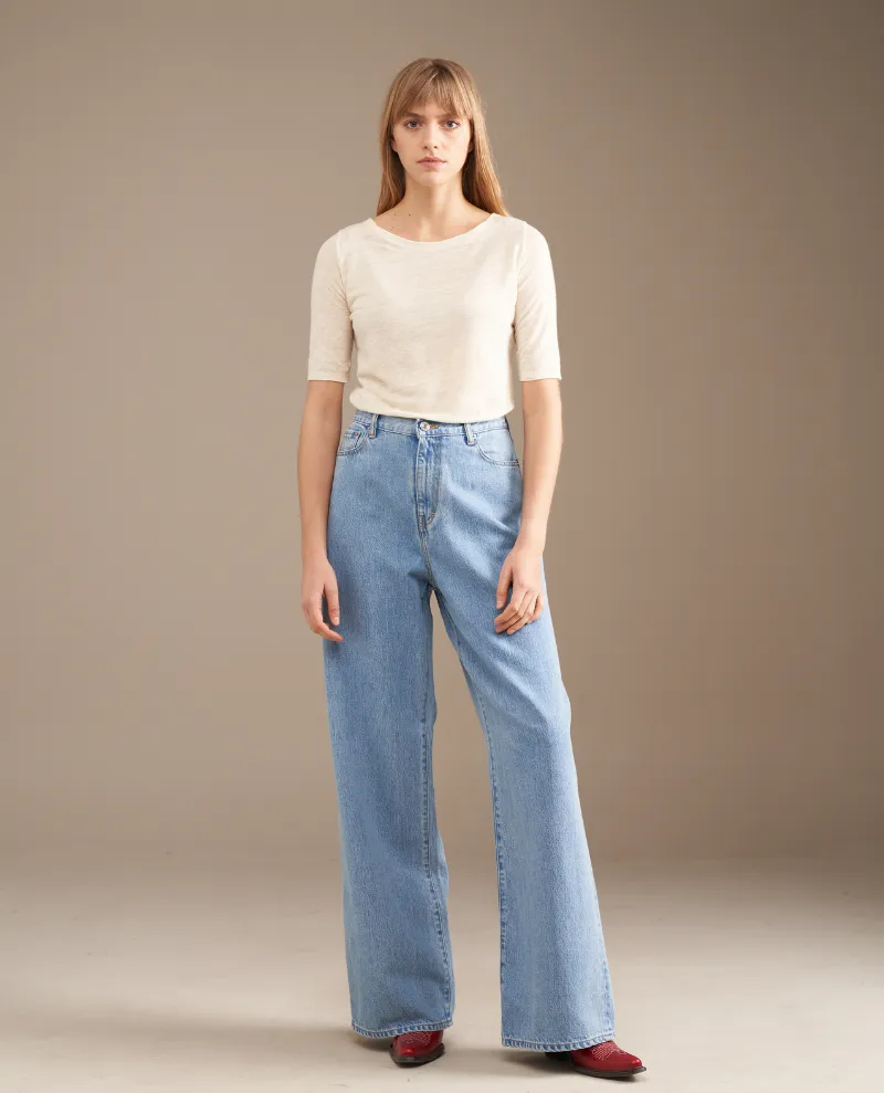 Bellerose Parthe Blue Bleach Wide Leg Jeans