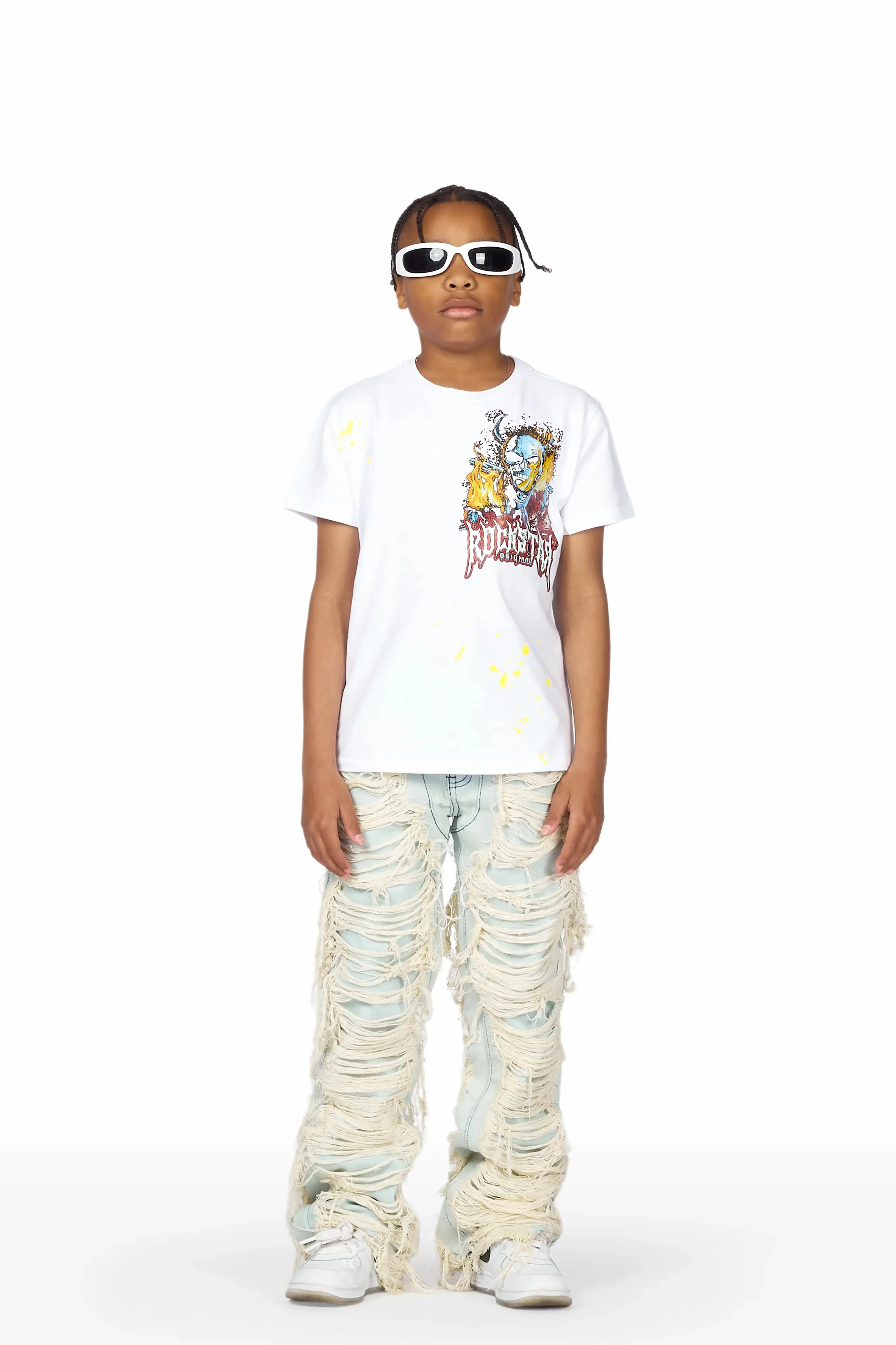 Boys Conrad Light Blue Stacked Flare Jean