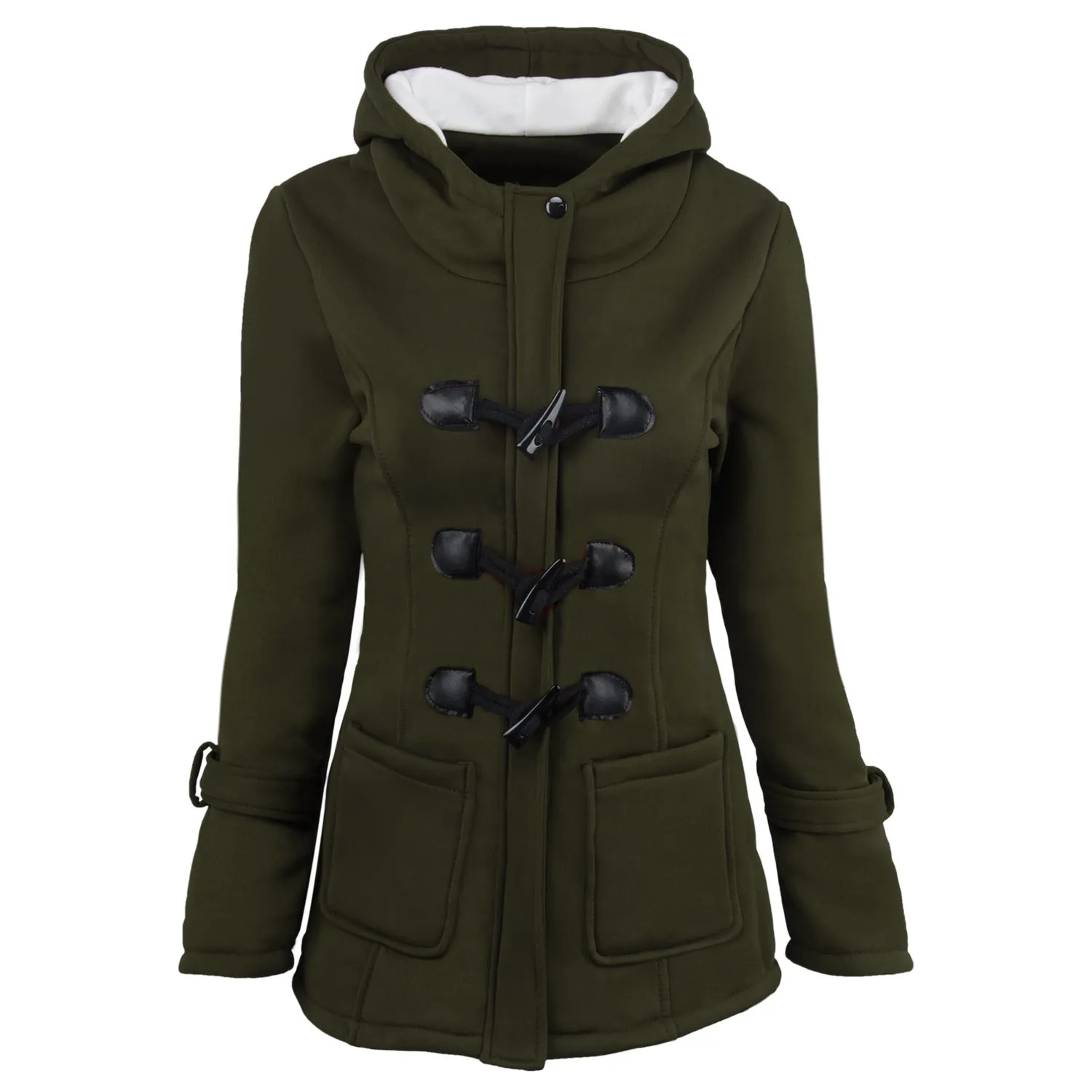 Button Pocket Long Warm Hooded Trench Coat