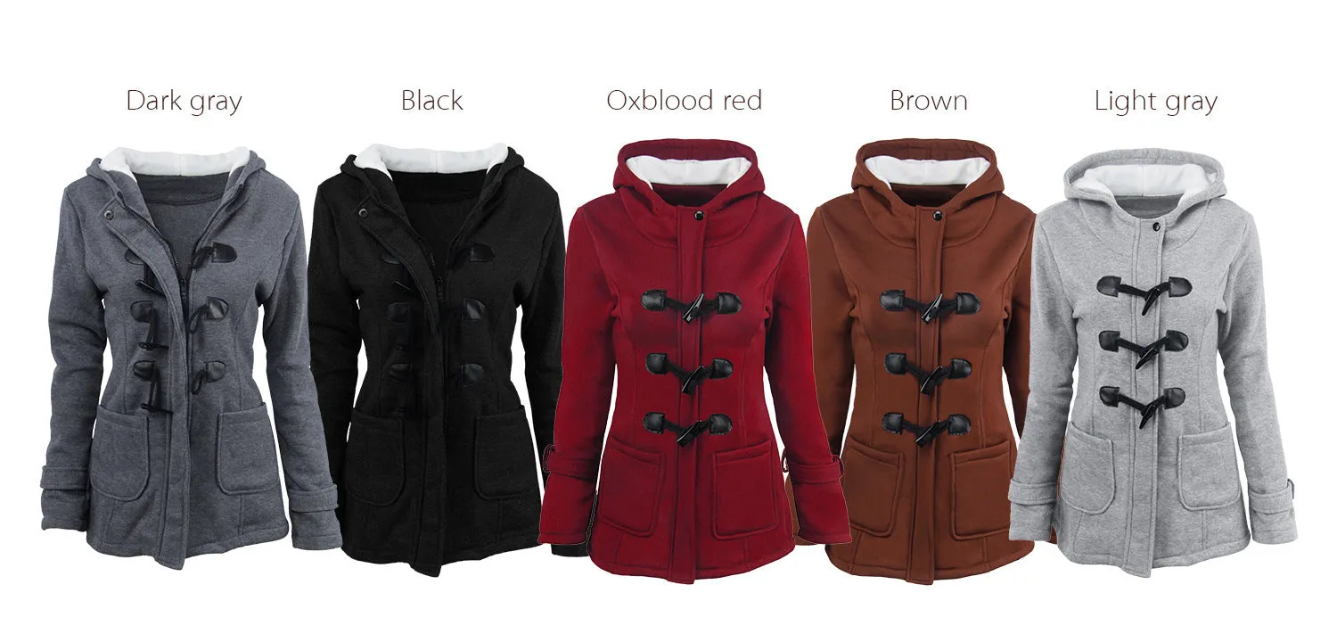 Button Pocket Long Warm Hooded Trench Coat