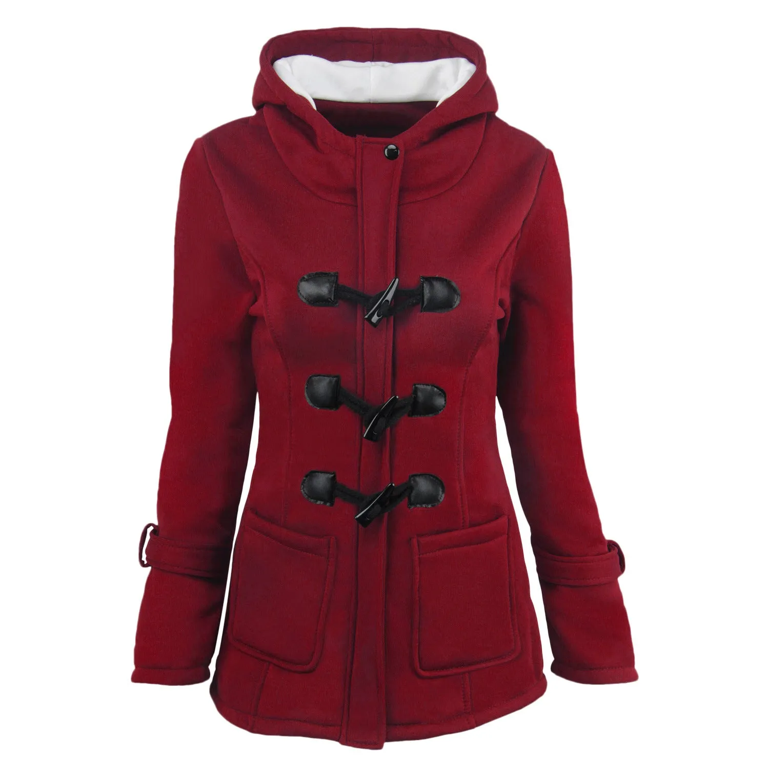 Button Pocket Long Warm Hooded Trench Coat