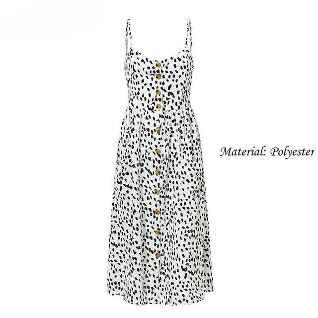 Elegant Pocket Polka Dots Yellow Cotton Midi Dress