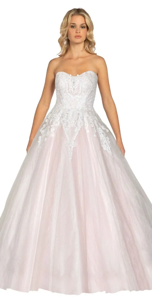 Embellished Embroidered Strapless Tulle Ballgown