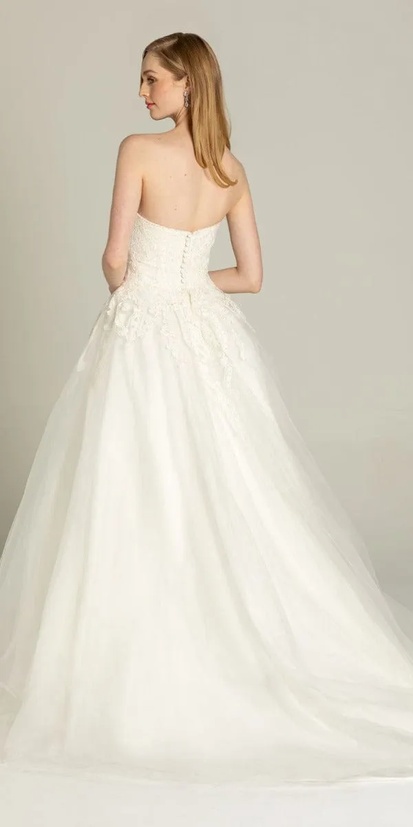 Embellished Embroidered Strapless Tulle Ballgown