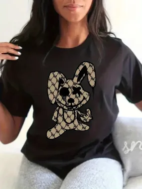 Funny Rabbit Print T-Shirt Neck Short Sleeve T-Shirt