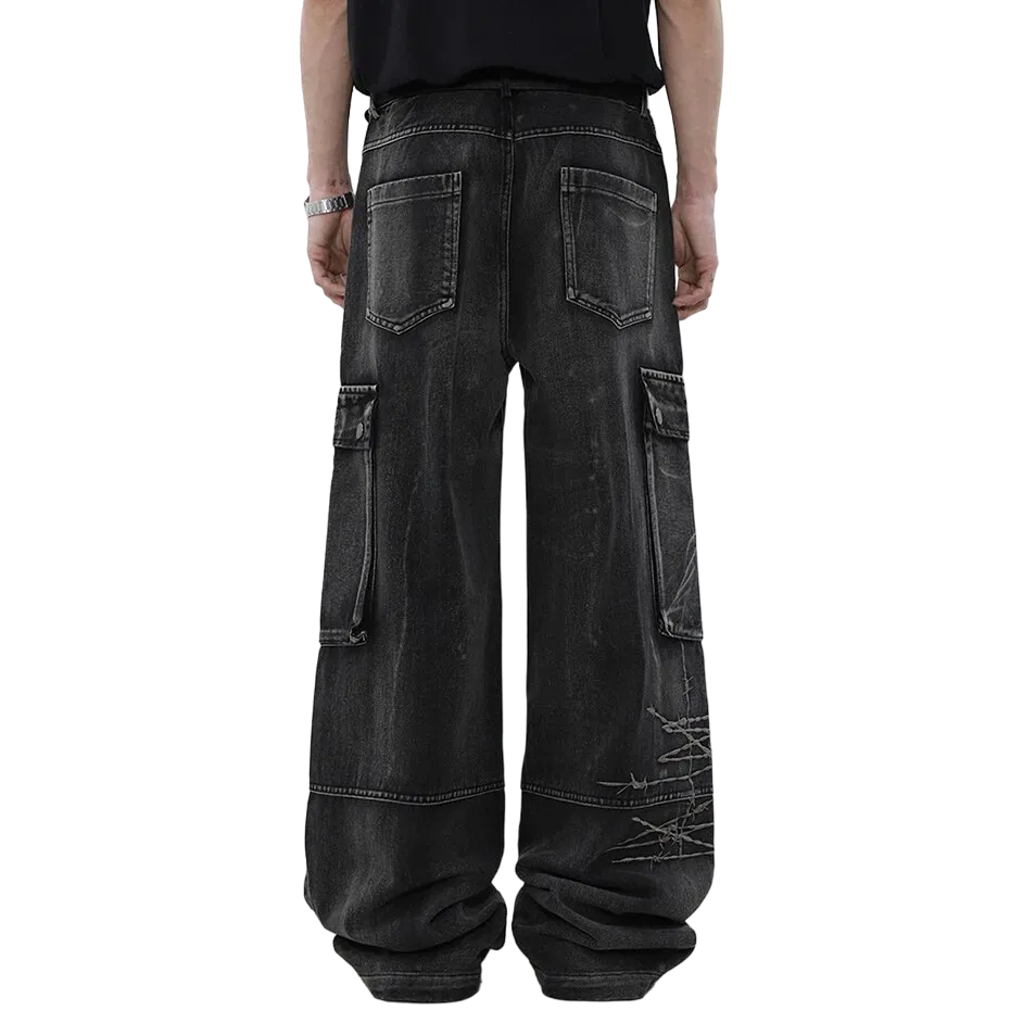 Gothic Cargo Wide-Leg Jeans