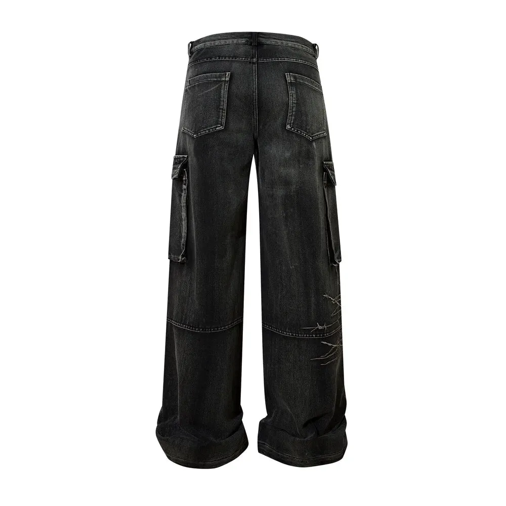 Gothic Cargo Wide-Leg Jeans