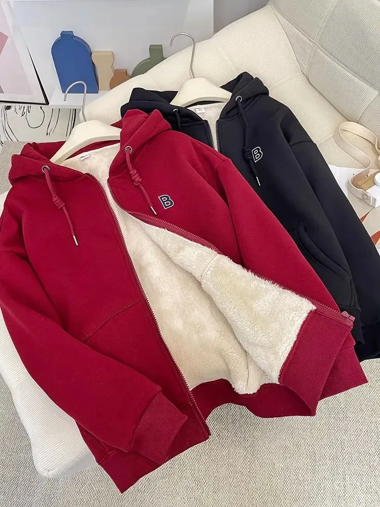 High Quality Warm Plush Thickened Cashmere Hoodie