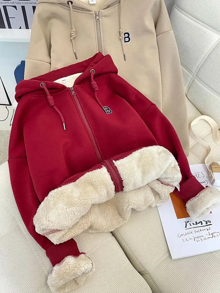 High Quality Warm Plush Thickened Cashmere Hoodie