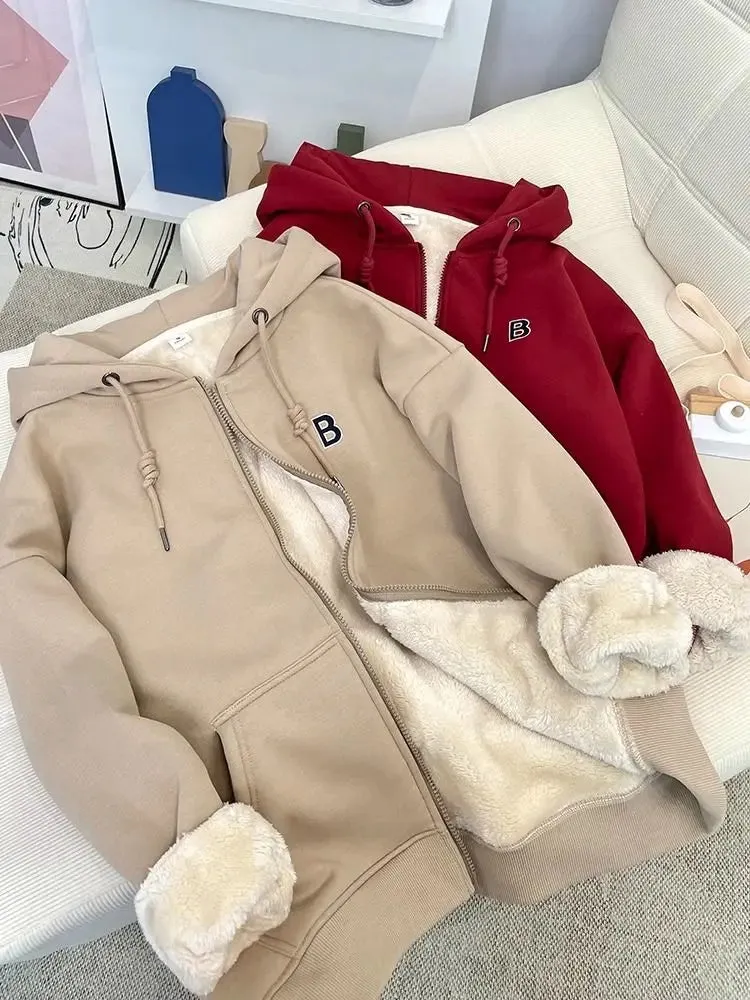 High Quality Warm Plush Thickened Cashmere Hoodie