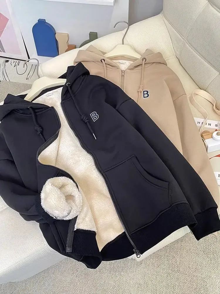 High Quality Warm Plush Thickened Cashmere Hoodie