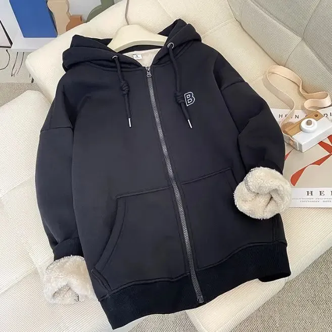 High Quality Warm Plush Thickened Cashmere Hoodie