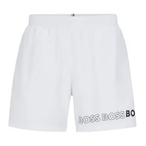 Hugo Boss With Repeat Logos swim shorts, white