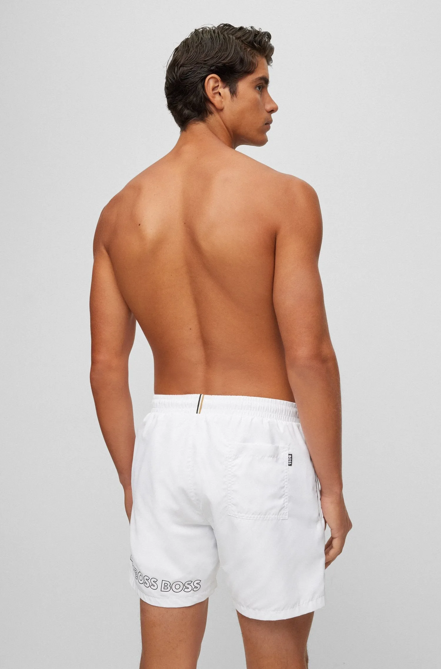 Hugo Boss With Repeat Logos swim shorts, white