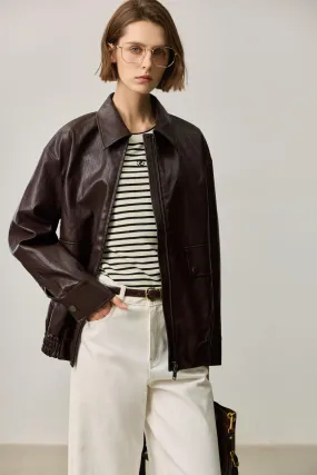 LILY Relaxed Fit PU Short Jacket