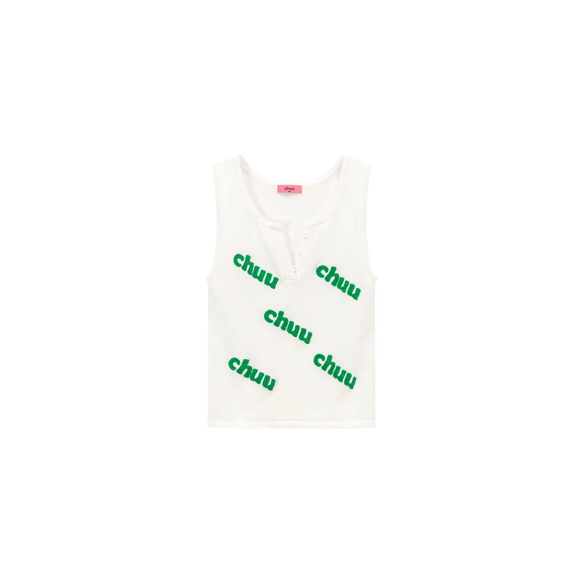 Logo Color Lettering Button Sleeveless Top