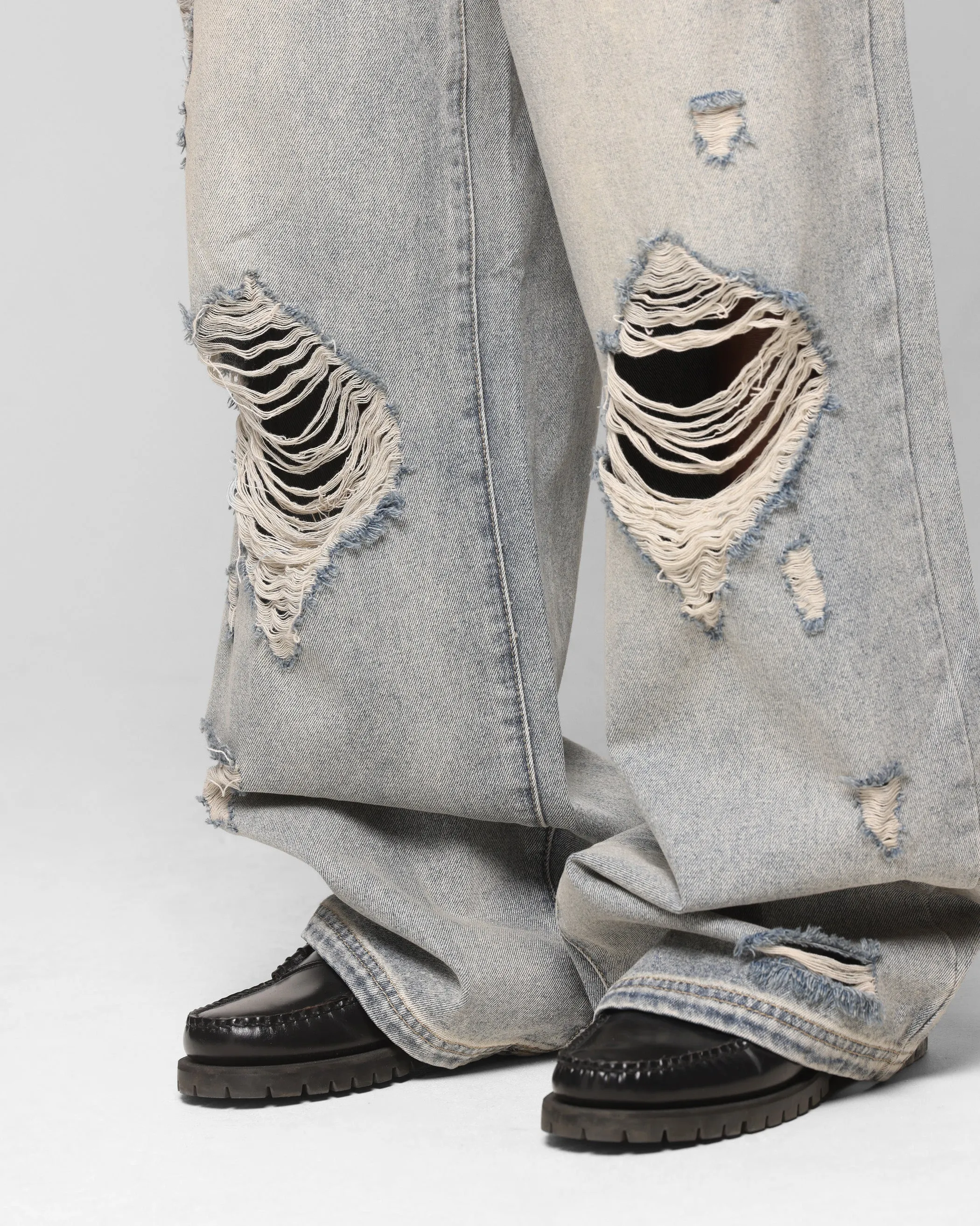 Loiter Star Layered Distressed Jeans Washed Blue