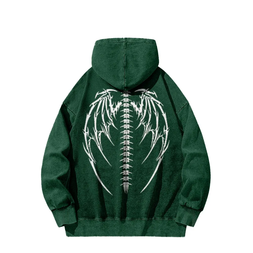 Mens Vintage Winged Skeleton Graphic Hoodies