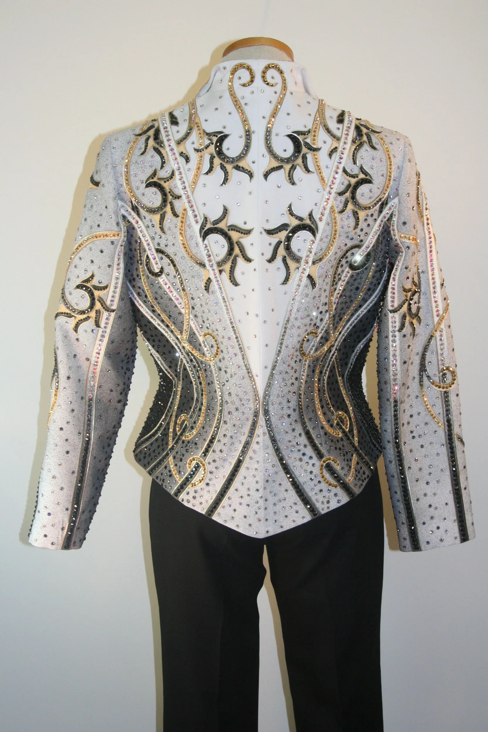 N/A Showmanship or Pleasure Jacket, Black White Gold, Ladies L, 5067A