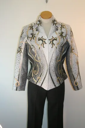 N/A Showmanship or Pleasure Jacket, Black White Gold, Ladies L, 5067A