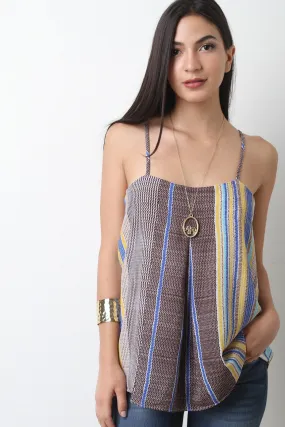 Patterned Striped Cami Shift Top