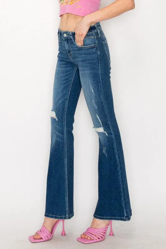 PLUS SIZE - LOW RISE STRETCH VINTAGE FLARE JEANS