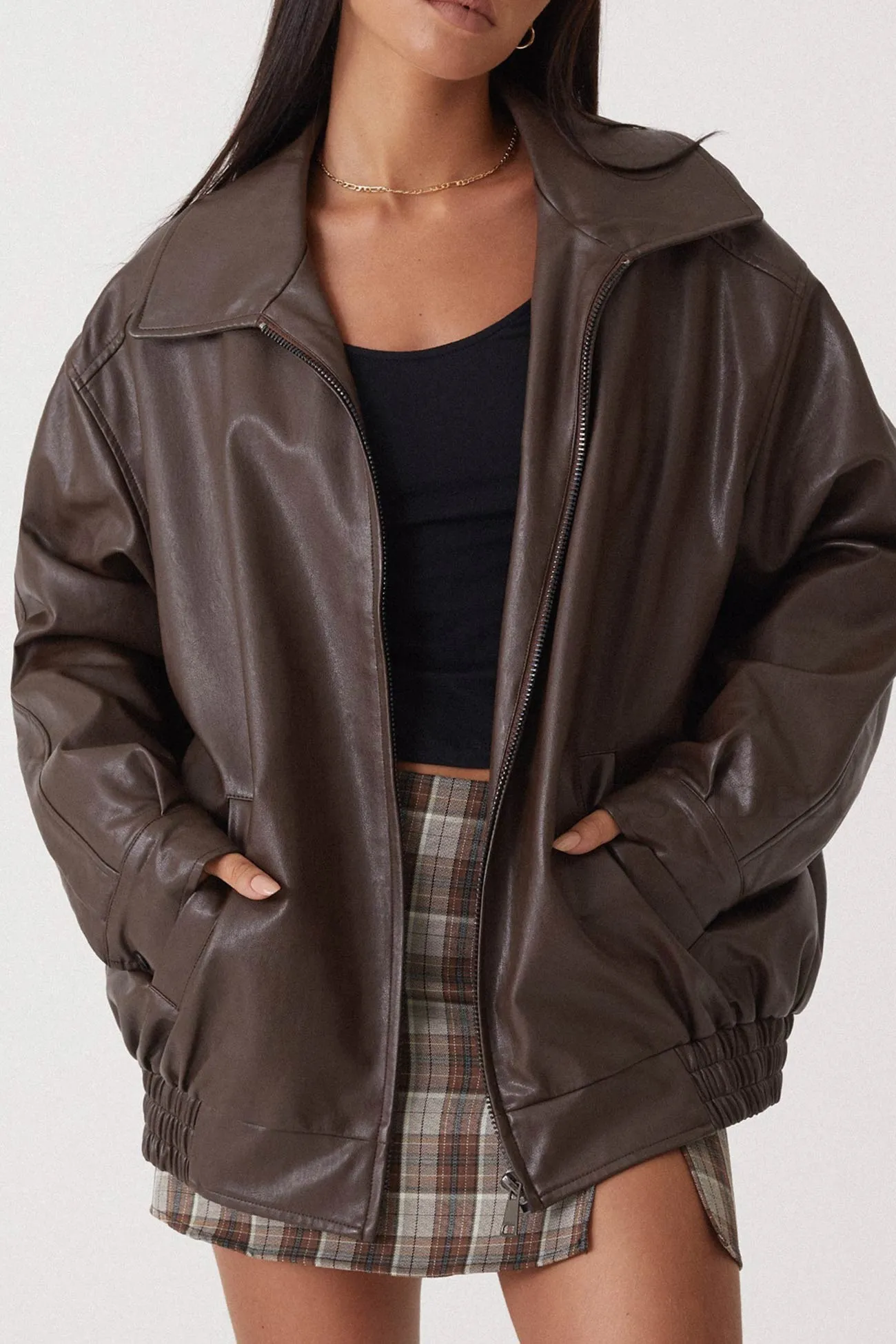 Retro Solid PU Jacket