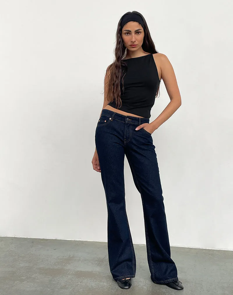 Rigid Low Rise Flare Jeans In Indigo