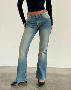 Rigid Low Rise Flare Jeans in Sea Green