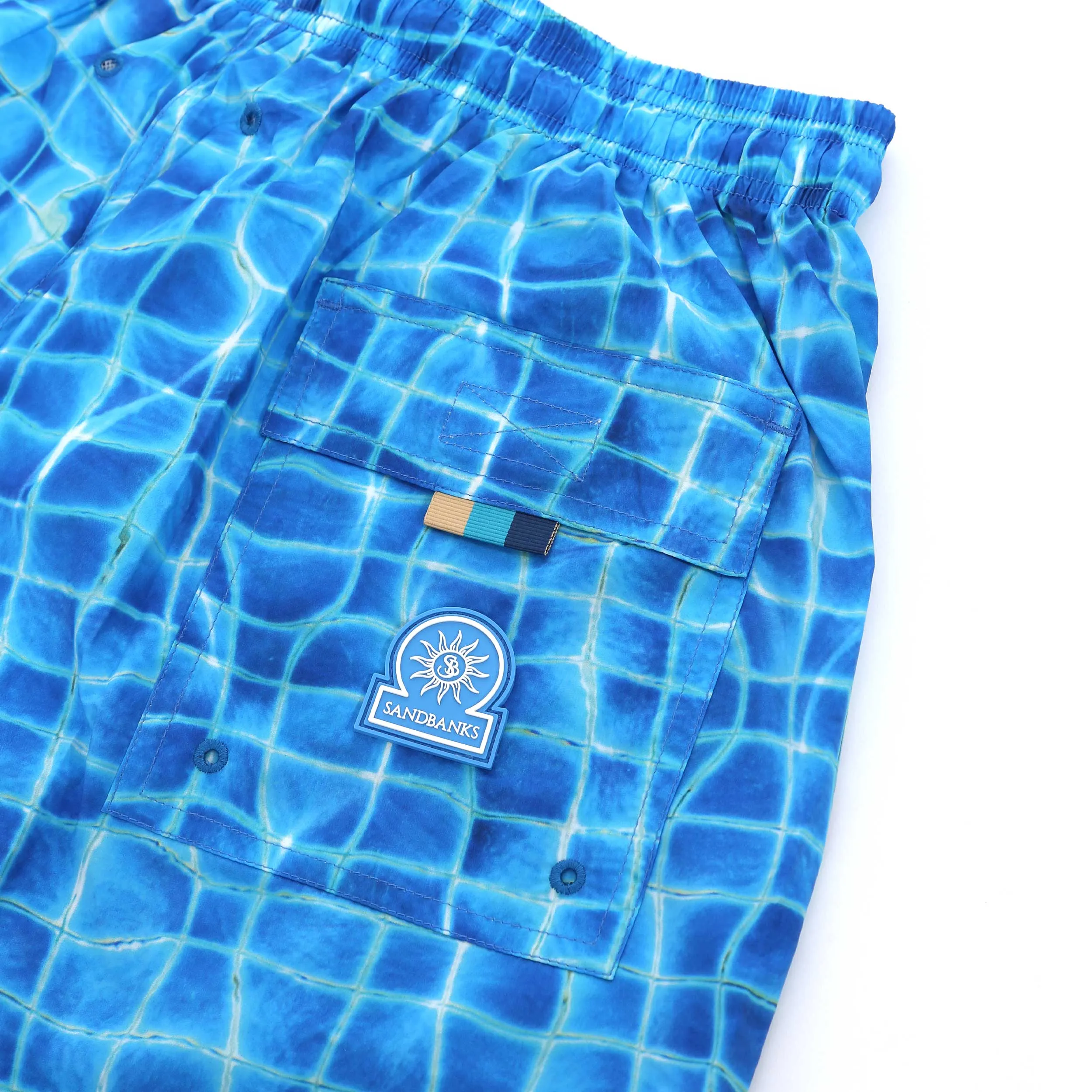 Sandbanks Mosaic Pool Side Swim Shorts in Blue