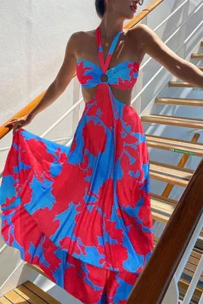 Sexy Summer Halter Beach Floral Maxi Dresses