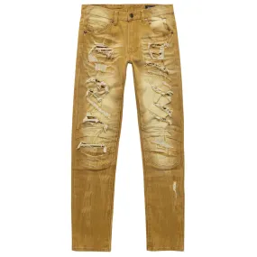 Smoke Rise - "ELLIOTT" Heavy Rip & Repair Jeans in Timber