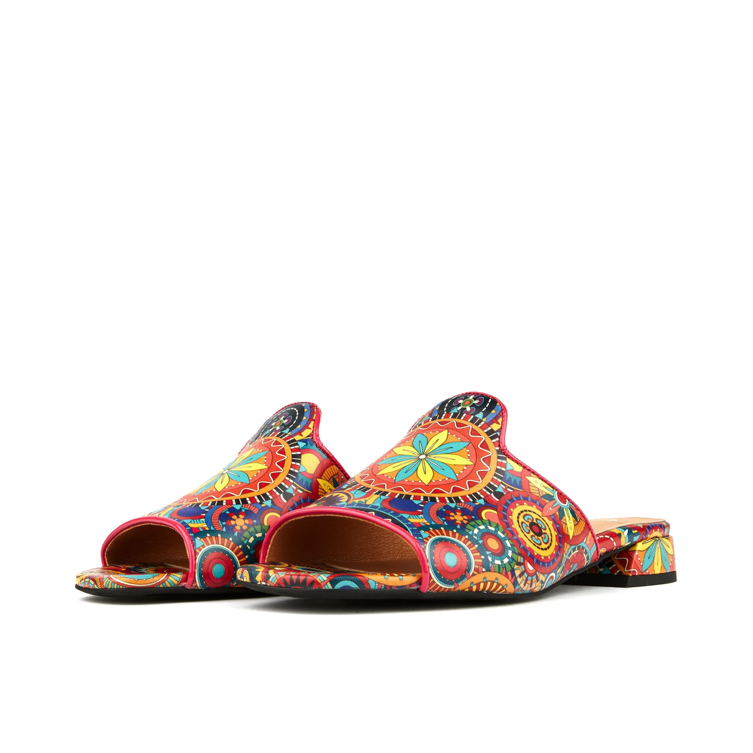 South Beach - Signature - Women's fully leather ligned flat sliders in multi colour