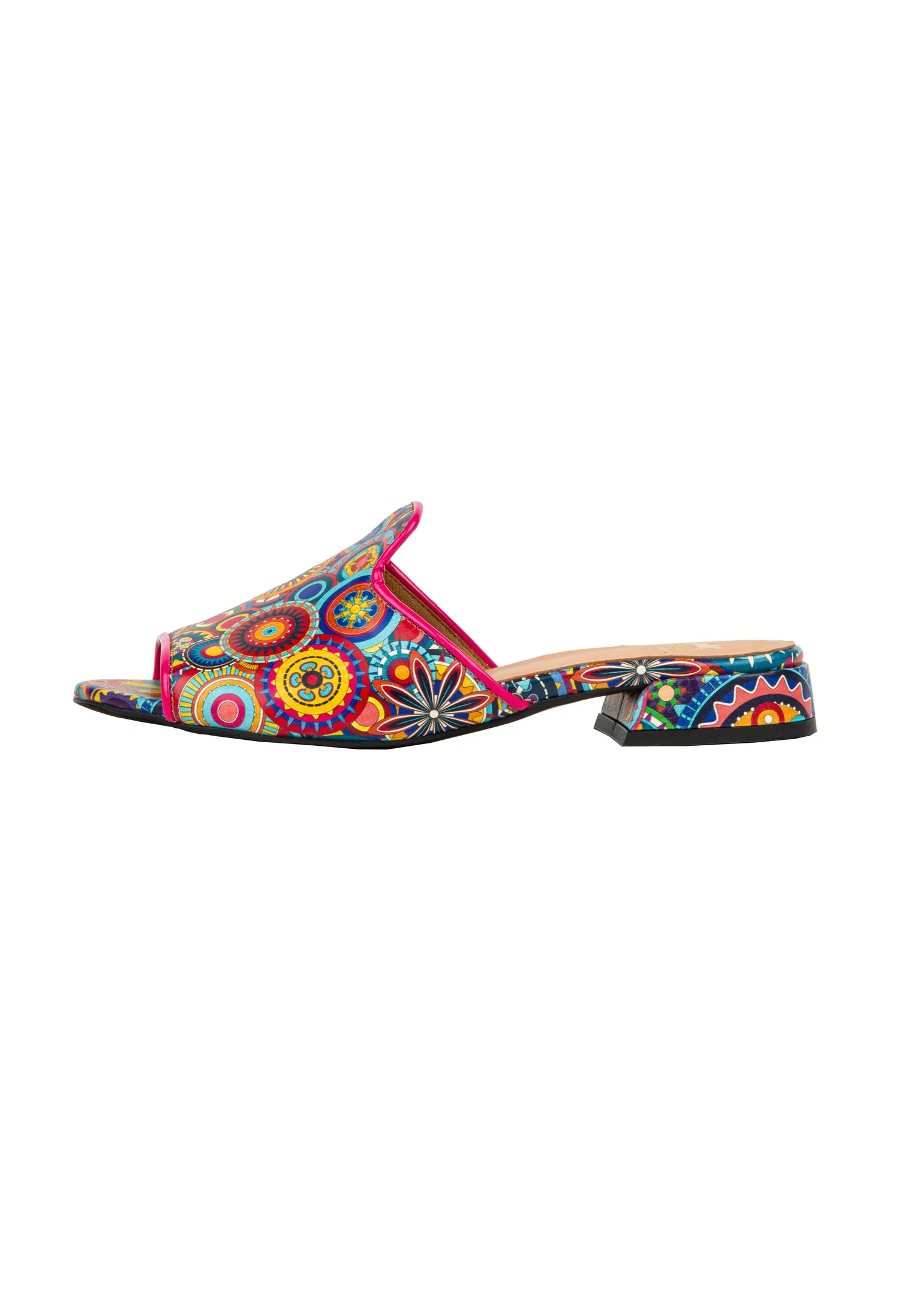 South Beach - Signature - Women's fully leather ligned flat sliders in multi colour