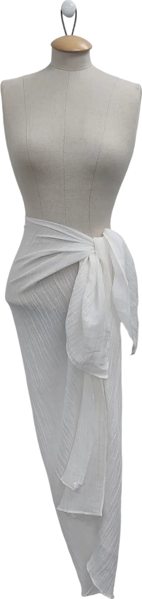 The Summer Edit White Sophia Crinkle Linen Sarong One Size