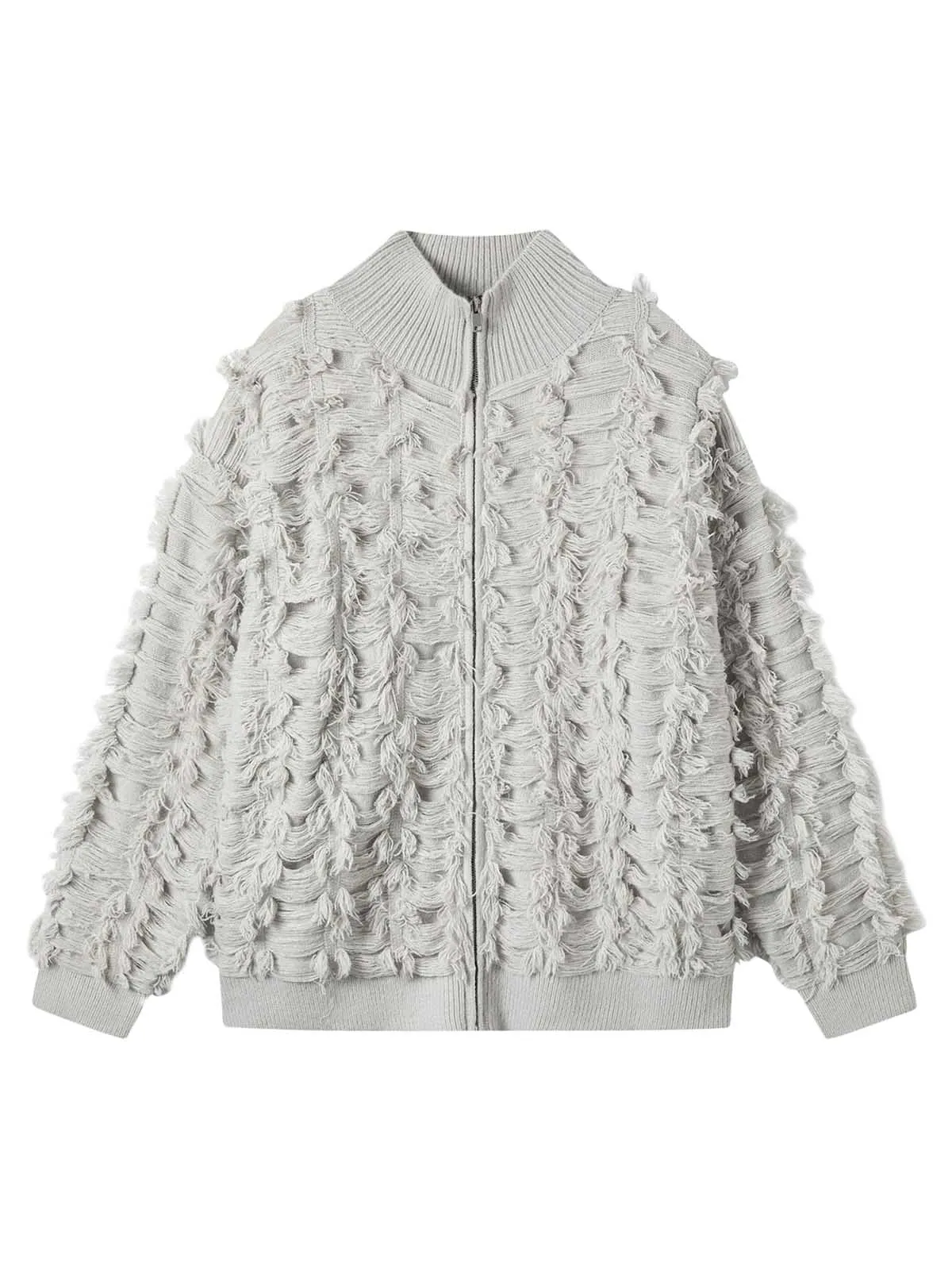 Thesupermade Retro Jacquard Stand Collar Knitted Jacket