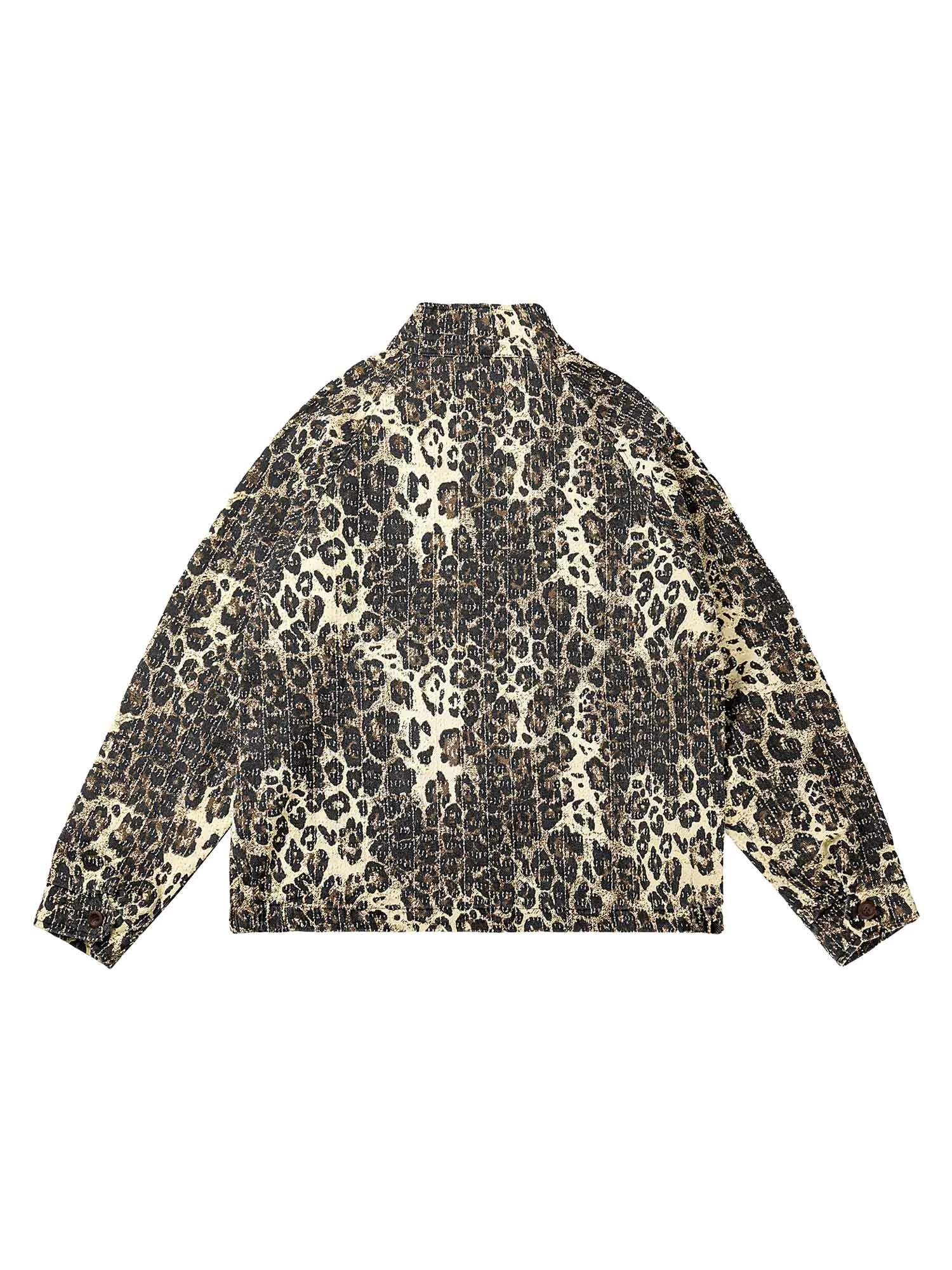 Thesupermade Retro Leopard Printed Denim Jacket