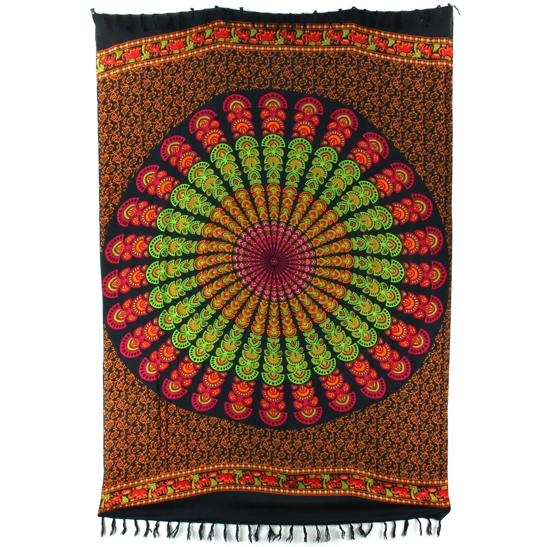 Viscose Rayon Sarong - Mandala - Red & Green