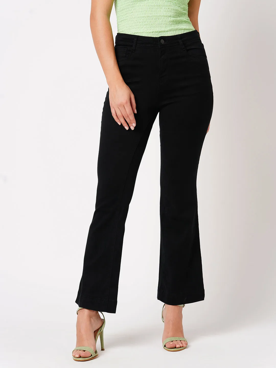 Women High-Rise Mini Wide Flare Jeans