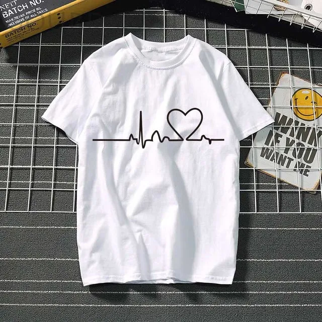 Women's Harajuku love feminina Than heart ulzzang graphic t shirts