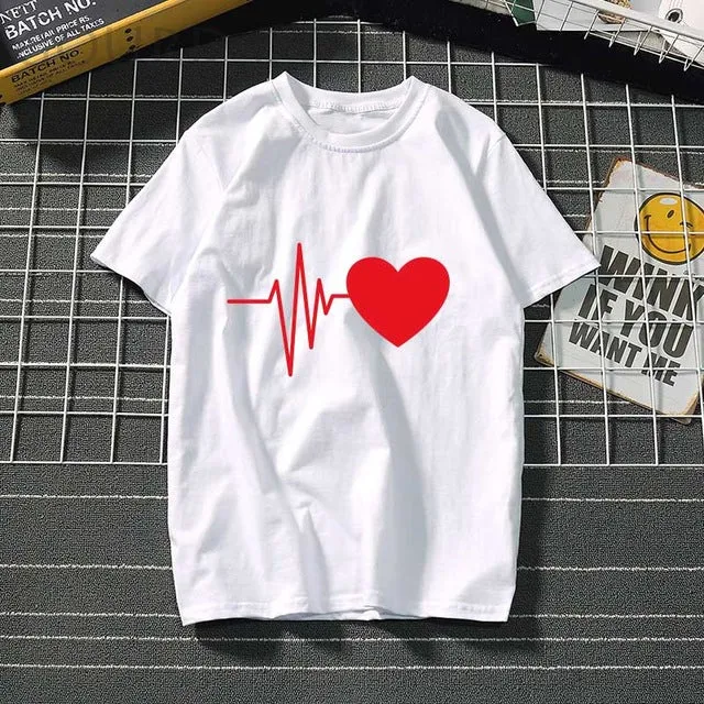 Women's Harajuku love feminina Than heart ulzzang graphic t shirts